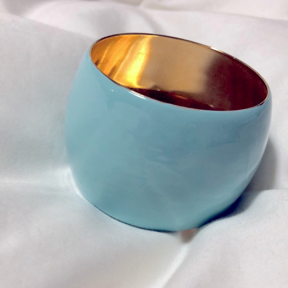 Turquoise metal Bangle 2”thick